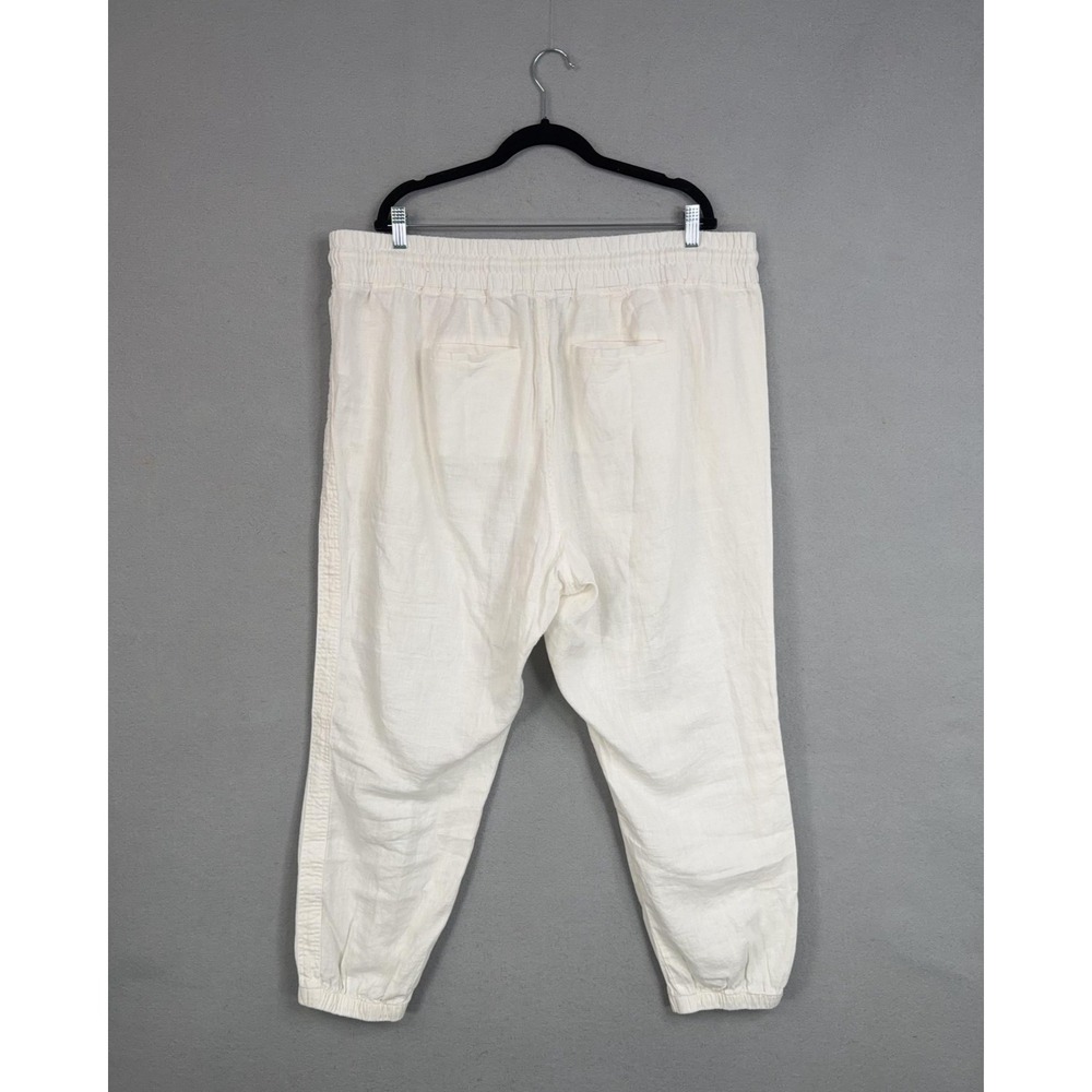 Athleta Pants Womens 22 White Cabo Linen Jogger Pockets Summer Resort Beach - Picture 7 of 16